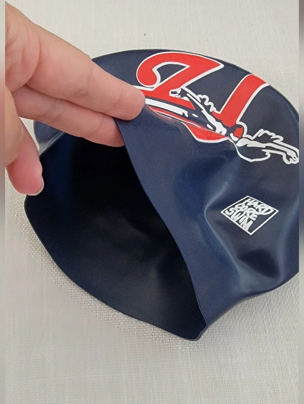Hars Core Swim Silicon Cap with Red White Logo In Dark Blue!